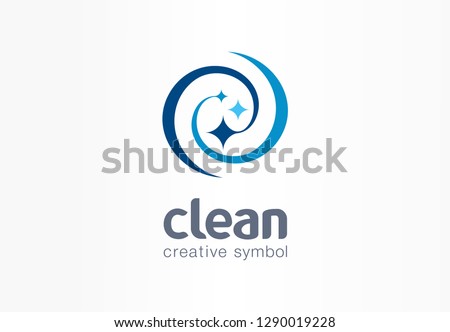 Sparkle star, fresh smile creative symbol concept. Wash, swirl, laundry, cleaning company abstract business logo. Housekeeping, shine, cleaner icon. Corporate identity logotype, company graphic design