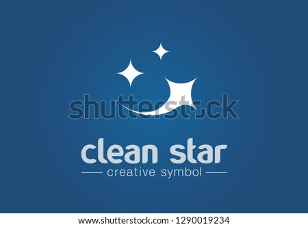 Sparkle star, fresh smile creative symbol concept. Wash, glare, laundry, cleaning company abstract business logo. Housekeeping, shine, cleaner icon. Corporate identity logotype, company graphic design