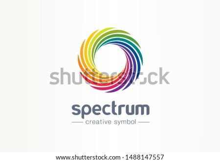 Spectrum, spiral rainbow creative symbol concept. Swirl palette, sunlight mix abstract business logo idea. Colorful circle, gradient icon. Corporate identity logotype, company graphic design tamplate