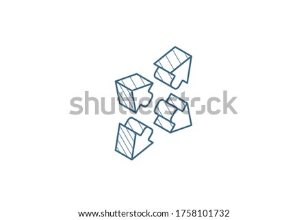 Arrows vector icon. Outside isometric icon. 3d vector illustration. Isolated line art technical drawing. Editable stroke