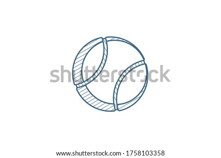 tennis ball isometric icon. 3d vector illustration. Isolated line art technical drawing. Editable stroke