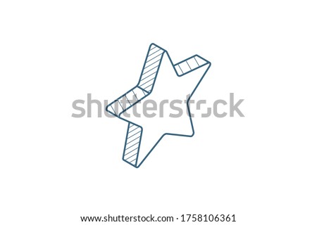 five-pointed star, bookmark isometric icon. 3d vector illustration. Isolated line art technical drawing. Editable stroke