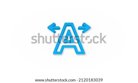 Text edit, kerning 3d line flat color icon. Realistic vector illustration. Pictogram isolated. Top view. Colorful transparent shadow design.