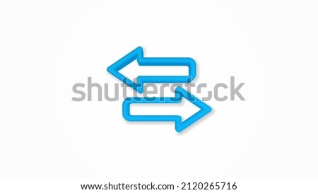 Arrows Exchange 3d line flat color icon. Realistic vector illustration. Pictogram isolated. Top view. Colorful transparent shadow design.