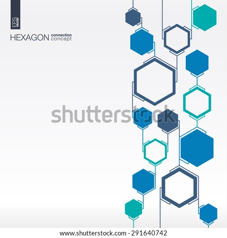 Abstract hexagon background with integrated polygons for Business Company, digital, interactive, network, connect, social media and global concepts.