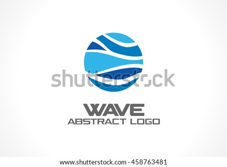 Abstract logo for business company. Corporate identity design element. Nature, ocean, eco, science, healthcare Logotype idea. Ecology, blue, sea, water wave in circle concept. Colorful Vector icon