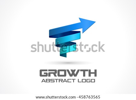 Abstract logo for business company. Corporate identity design element. Technology, Science, Industrial and growth Logotype idea. Arrow up, wave, connect, spring, rotation, spiral concept. Colorful