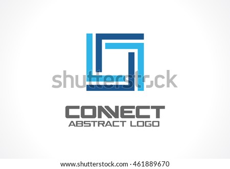 Abstract logo for business company. Corporate identity design element. Industry, finance, bank logotype idea. Square group, network integrate, technology interaction concept. Color Vector connect icon