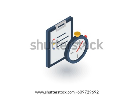 stopwatch. Time management, control, planning isometric flat icon. 3d vector colorful illustration. Pictogram isolated on white background