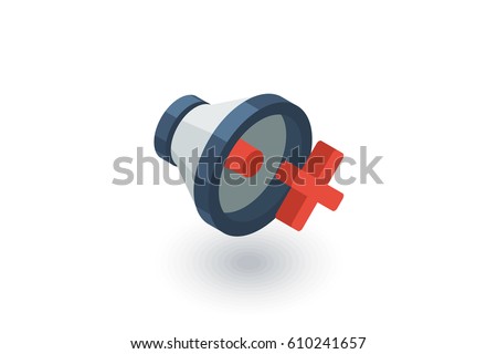 speaker, mute isometric flat icon. 3d vector colorful illustration. Pictogram isolated on white background