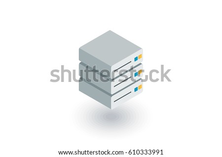 data center, server isometric flat icon. 3d vector colorful illustration. Pictogram isolated on white background