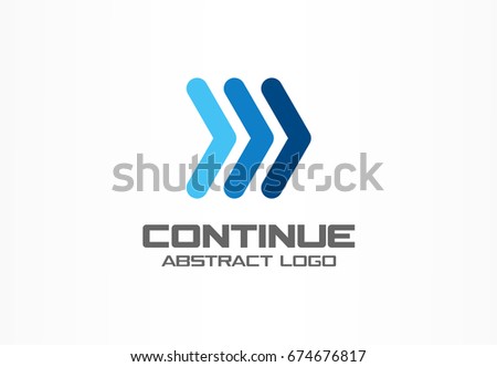 Abstract logo for business company. Corporate identity design element. Arrows right, continue, next, follow logotype idea. Play, acceleration, fast sport racing, rewind concept. Colorful Vector icon