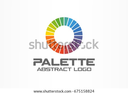 Abstract logo for business company. Corporate identity design element. Color circle segments, round spectrum logotype idea. Multicolor palette, physics, rainbow concept. Colorful Vector icon