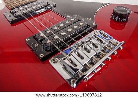 electric guitar bridge and pickup closeup