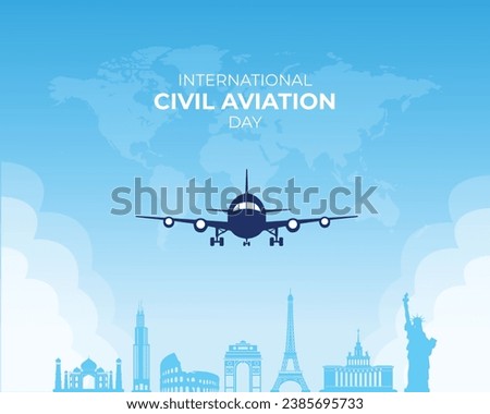 International Civil Aviation Day. 7 December. Holiday concept. Template for background with banner, poster and card. vector illustration. flat design.