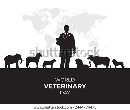 World Veterinary Day. 30 April. Holiday concept. Template for background with banner, poster and card. Vector illustration.