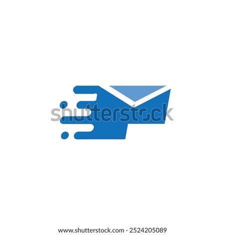 simple flat logo design of an envelope in letter P shape that evokes speed for delivery or mailing system logo