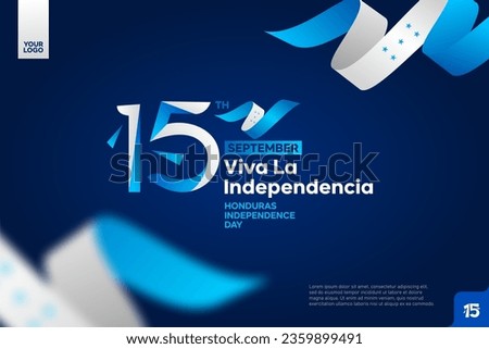 Honduras independence day logotype september 15th with flag background