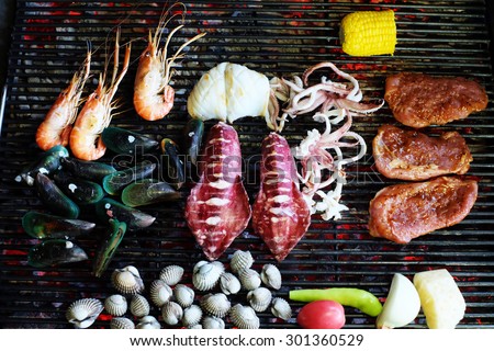 grilling seafood in Thailand