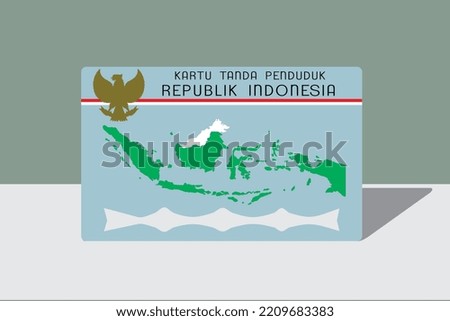 Indonesian id card illustration vector. Also known as e-KTP. Translation : Resident Identity Card, Republic of Indonesia