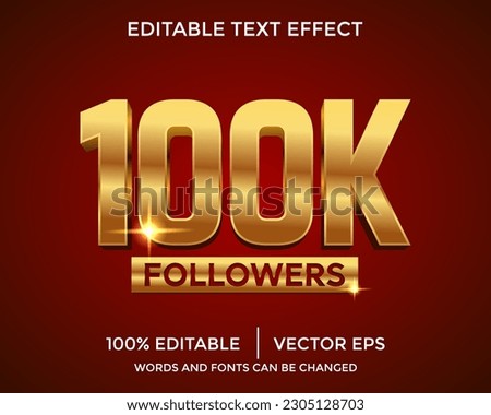 Gold 100K celebration text effect template
