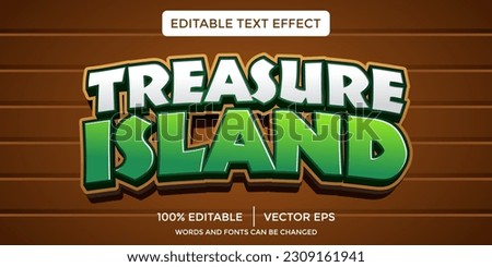 treasure island 3d text effect and editable text effect on wood illustration background