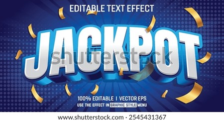 The Jackpot Text Effect features a vibrant and eye-catching design set against a striking blue background.