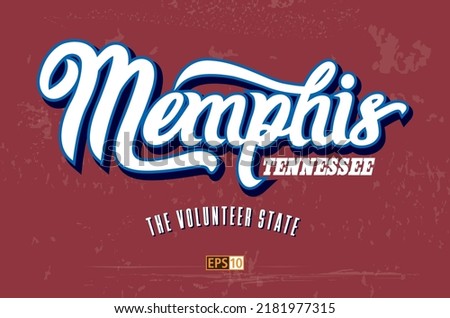A poster or T-Shirt design celebrating the city of Memphis, Tennessee, USA, known as the Volunteer state due to the key role played by volunteers from the Tennessee militia in the war of 1812