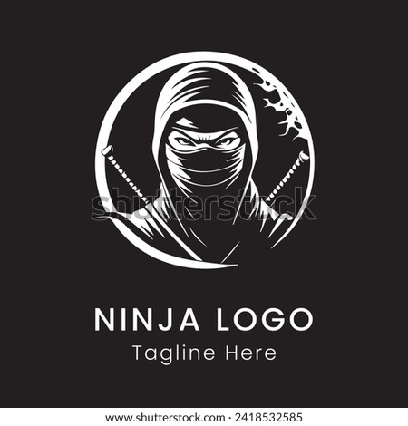 ninja logo template design vector