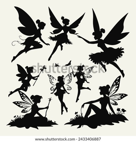 flat design fairy silhouette design vector illustration