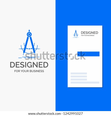 Business Logo for Precision, accure, geometry, compass, measurement. Vertical Blue Business / Visiting Card template.