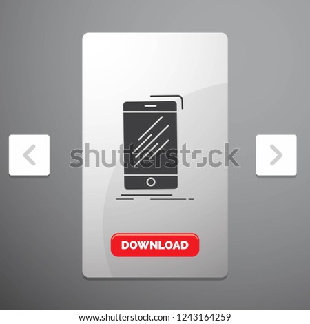 Device, mobile, phone, smartphone, telephone Glyph Icon in Carousal Pagination Slider Design & Red Download Button