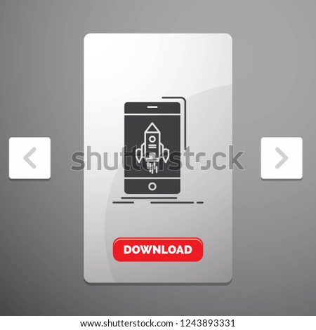 game, gaming, start, mobile, phone Glyph Icon in Carousal Pagination Slider Design & Red Download Button