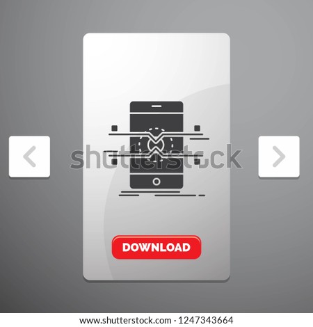 Api, interface, mobile, phone, smartphone Glyph Icon in Carousal Pagination Slider Design & Red Download Button