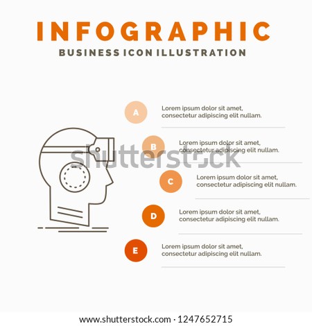VR, googles, headset, reality, virtual Infographics Template for Website and Presentation. Line Gray icon with Orange infographic style vector illustration