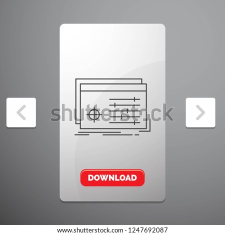 File, object, processing, settings, software Line Icon in Carousal Pagination Slider Design & Red Download Button