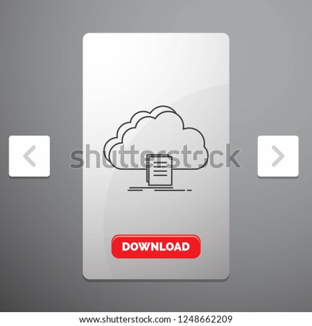 cloud, access, document, file, download Line Icon in Carousal Pagination Slider Design & Red Download Button