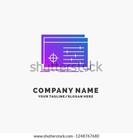 File, object, processing, settings, software Purple Business Logo Template. Place for Tagline.