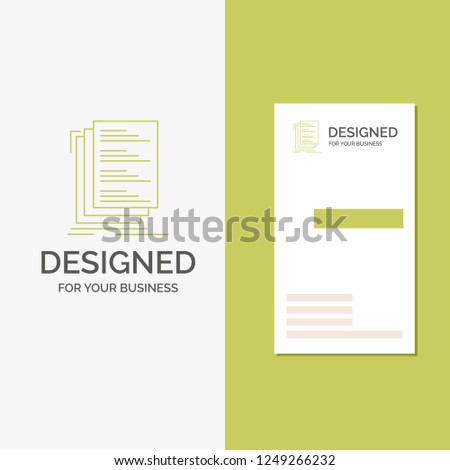 Business Logo for Code, coding, compile, files, list. Vertical Green Business / Visiting Card template. Creative background vector illustration