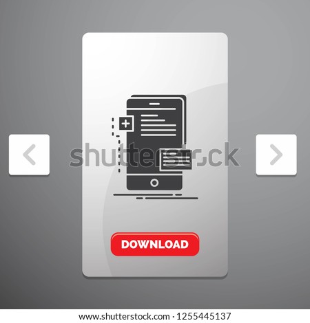 frontend, interface, mobile, phone, developer Glyph Icon in Carousal Pagination Slider Design & Red Download Button