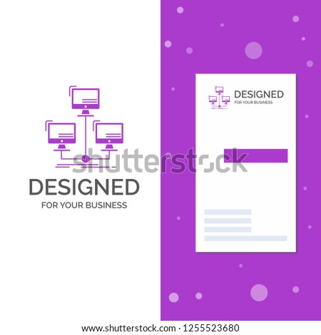 Business Logo for database, distributed, connection, network, computer. Vertical Purple Business / Visiting Card template. Creative background vector illustration