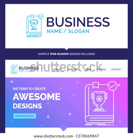 Beautiful Business Concept Brand Name 554, Book, dominion, leader, rule, rules Logo Design and Pink and Blue background Website Header Design template. Place for Slogan / Tagline. Exclusive Website ba