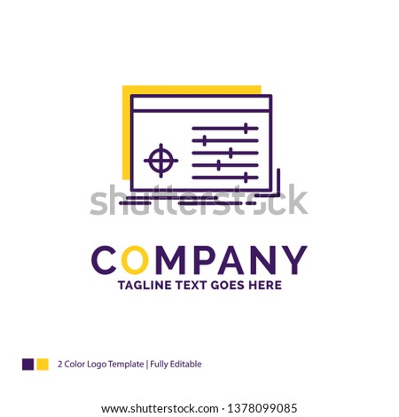 Company Name Logo Design For File, object, processing, settings, software. Purple and yellow Brand Name Design with place for Tagline. Creative Logo template for Small and Large Business.