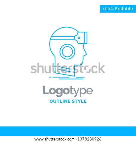 Blue Logo design for VR, googles, headset, reality, virtual. Business Concept Brand Name Design and Place for Tagline. Creative Company Logo Template. Blue and Gray Color logo design 100% Editable Tem