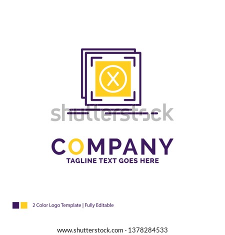 Company Name Logo Design For error, application, message, problem, server. Purple and yellow Brand Name Design with place for Tagline. Creative Logo template for Small and Large Business.