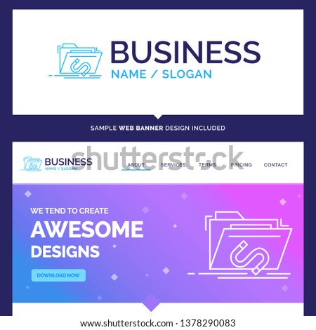 Beautiful Business Concept Brand Name Backdoor, exploit, file, internet, software Logo Design and Pink and Blue background Website Header Design template. Place for Slogan / Tagline. Exclusive Website