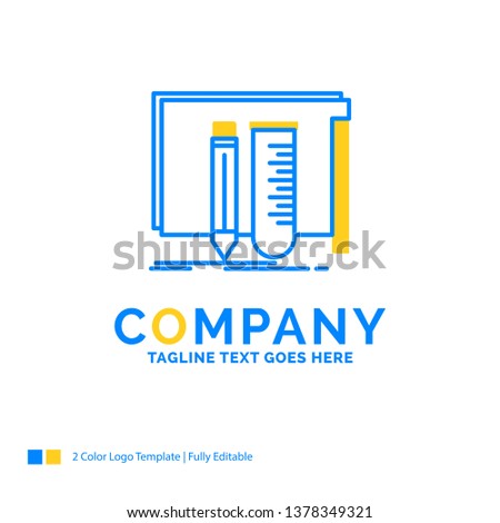 build, equipment, fab, lab, tools Blue Yellow Business Logo template. Creative Design Template Place for Tagline.