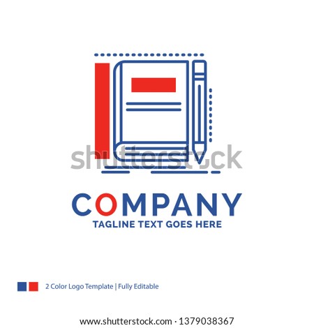 Company Name Logo Design For Book, notebook, notepad, pocket, sketching. Blue and red Brand Name Design with place for Tagline. Abstract Creative Logo template for Small and Large Business.