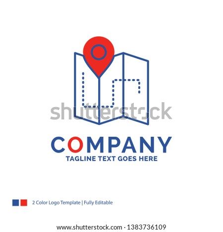 Company Name Logo Design For Map, Camping, plan, track, location. Blue and red Brand Name Design with place for Tagline. Abstract Creative Logo template for Small and Large Business.