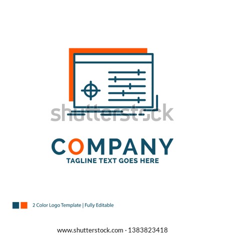 File, object, processing, settings, software Logo Design. Blue and Orange Brand Name Design. Place for Tagline. Business Logo template.